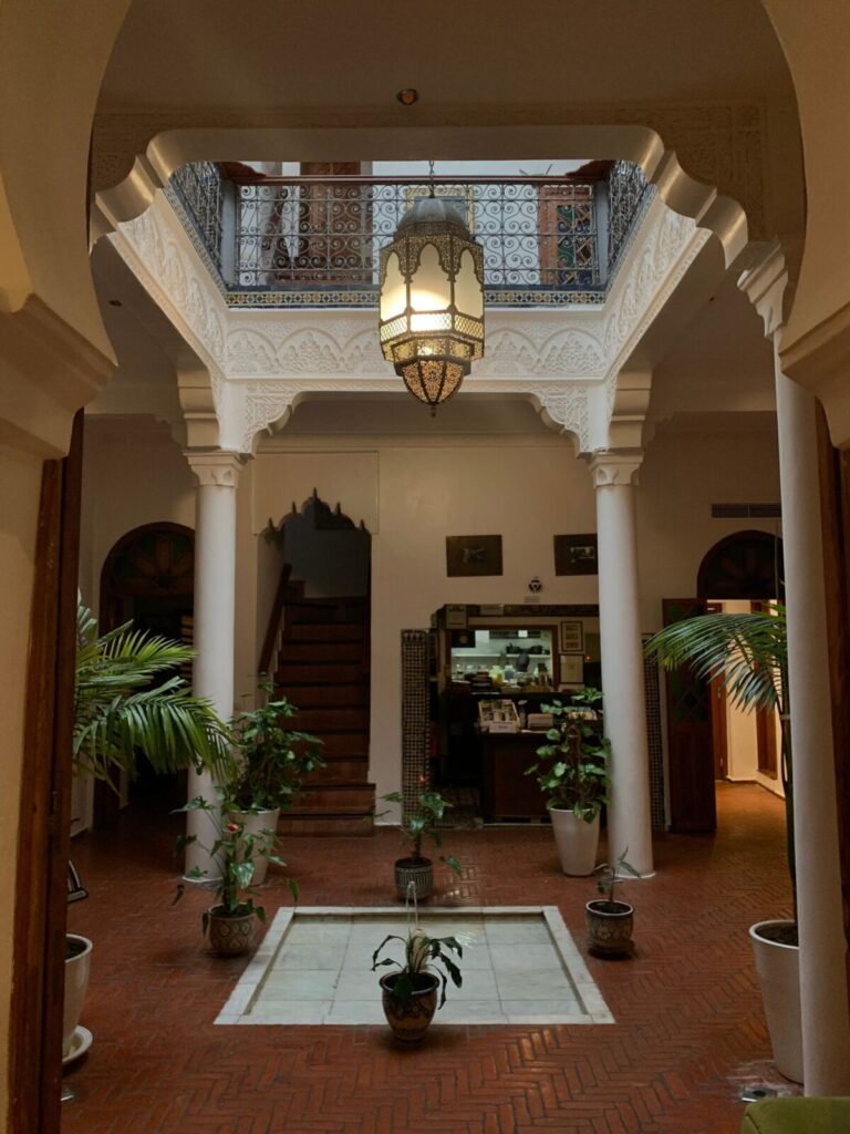 Marrakech family trip: peaceful riad courtyard ideal for families